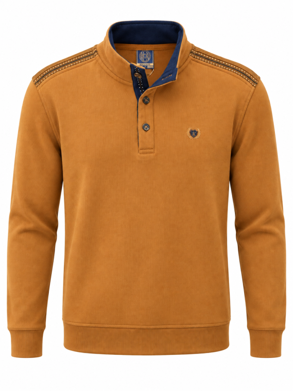 Polo manches longues col montant boutons — photo 1