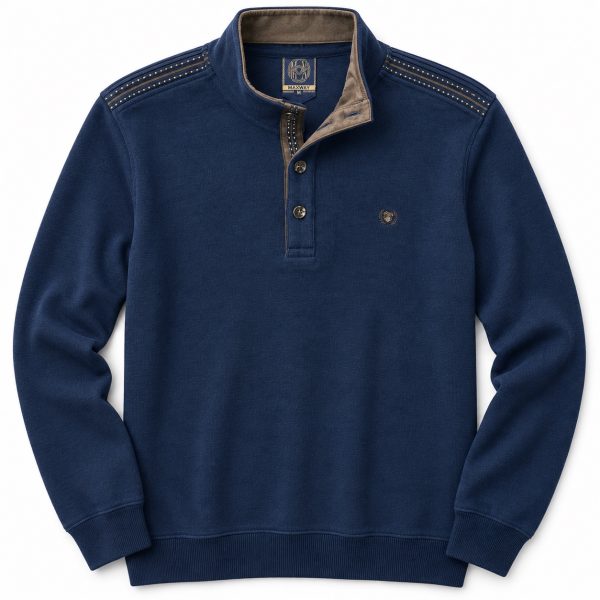 Polo manches longues col montant boutons — photo 6