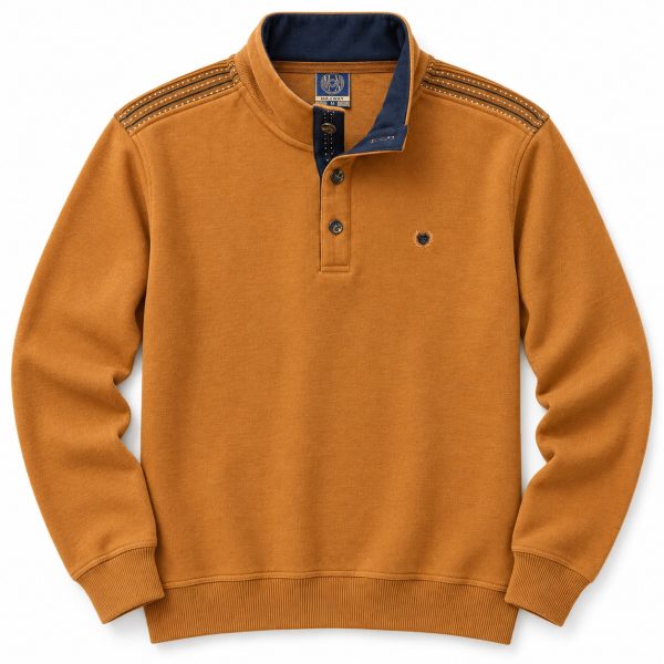Polo manches longues col montant boutons — photo 8