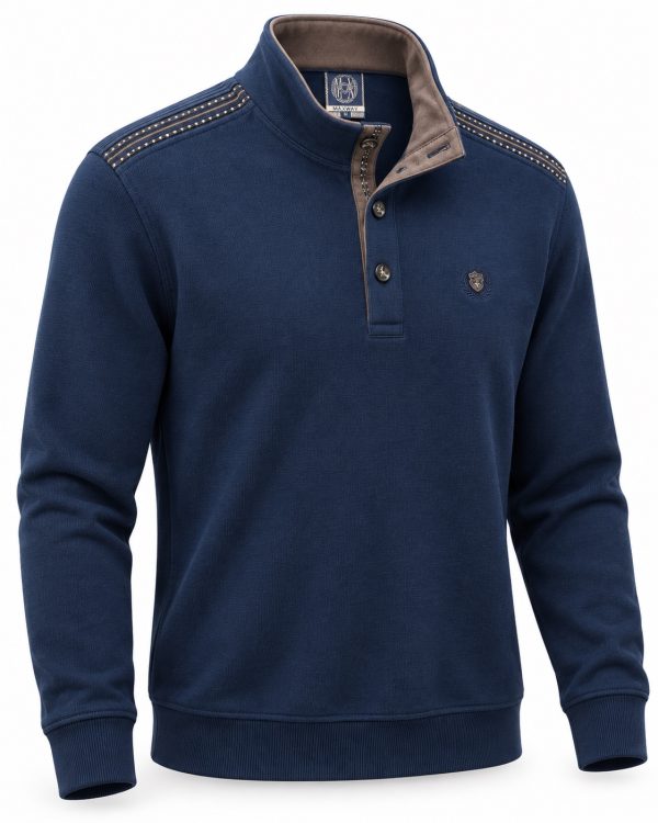 Polo manches longues col montant boutons — photo 2