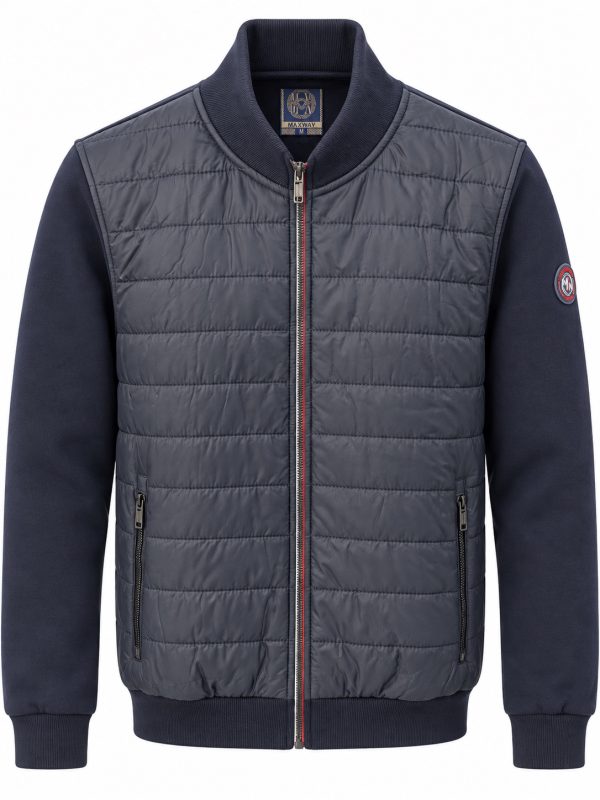 Veste zip tricolore matelassée bombers bi-matière — photo 1