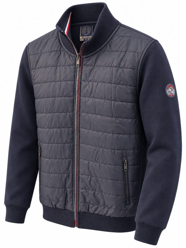 Veste zip tricolore matelassée bombers bi-matière — photo 2