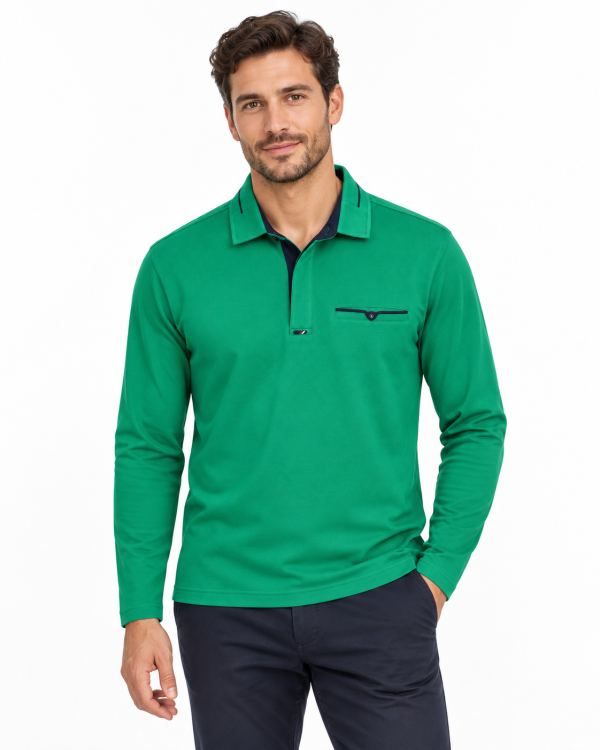 Polo manches longues homme à détails contrastés — photo 8
