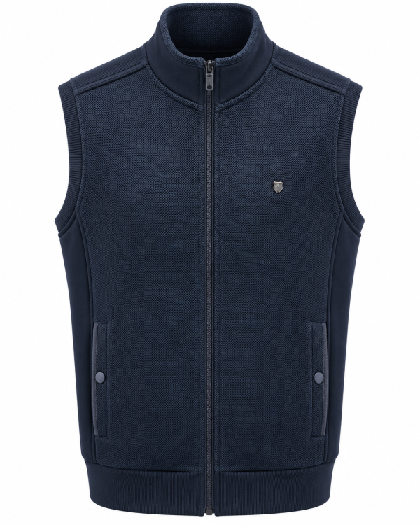 Gilet Zip Sans Manches bi matière Maille texturée/Coton — photo 3