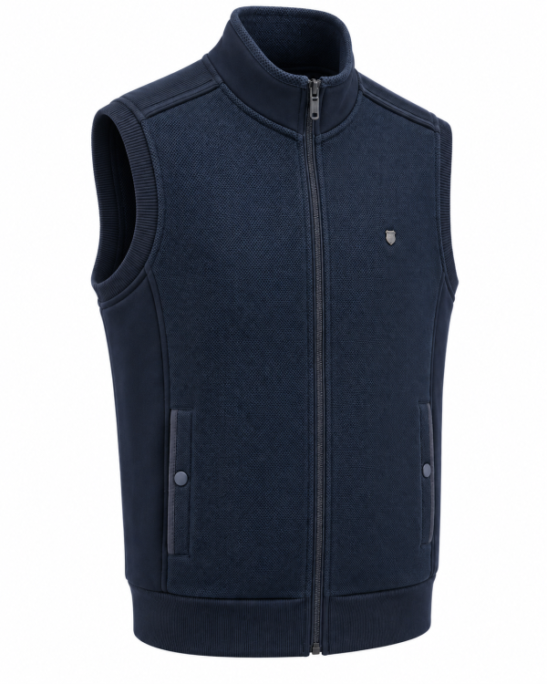 Gilet Zip Sans Manches bi matière Maille texturée/Coton — photo 4