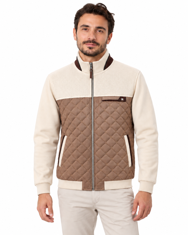 Veste zippée bi-matière à matelassage losanges — photo 2
