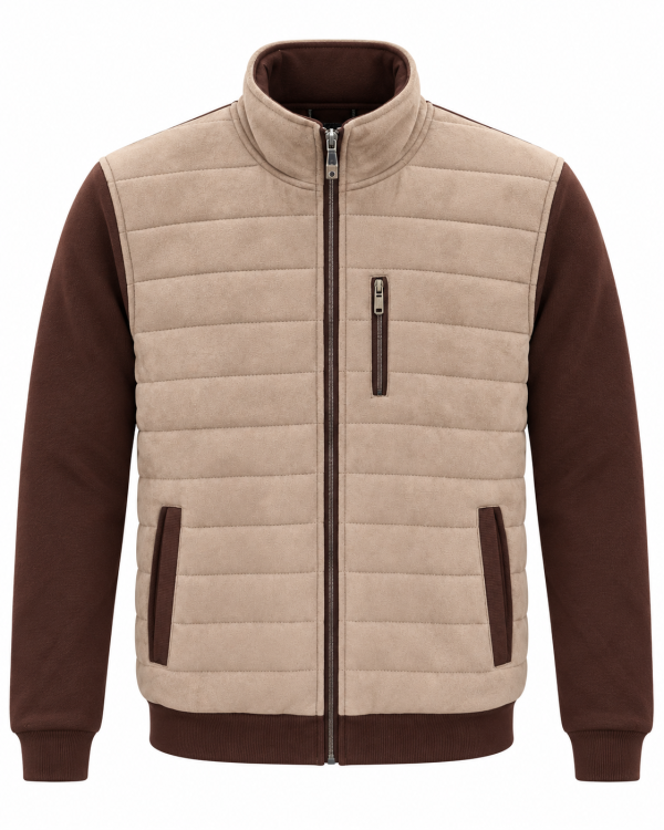 Veste zippée bi-matière à matelassage horizontal — photo 1