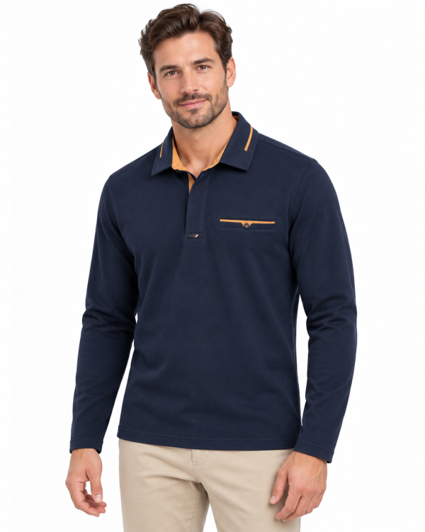 Polo manches longues homme à détails contrastés — photo 10