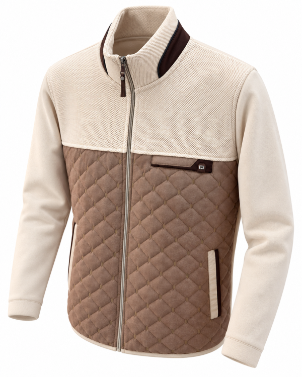 Veste zippée bi-matière à matelassage losanges — photo 3