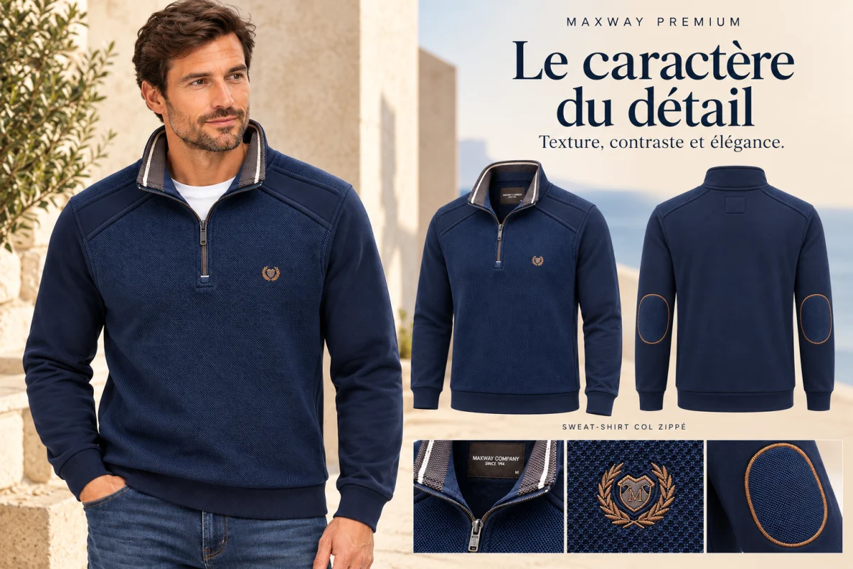 Le caractère du détail — camionneur à col zippé MAXWAY