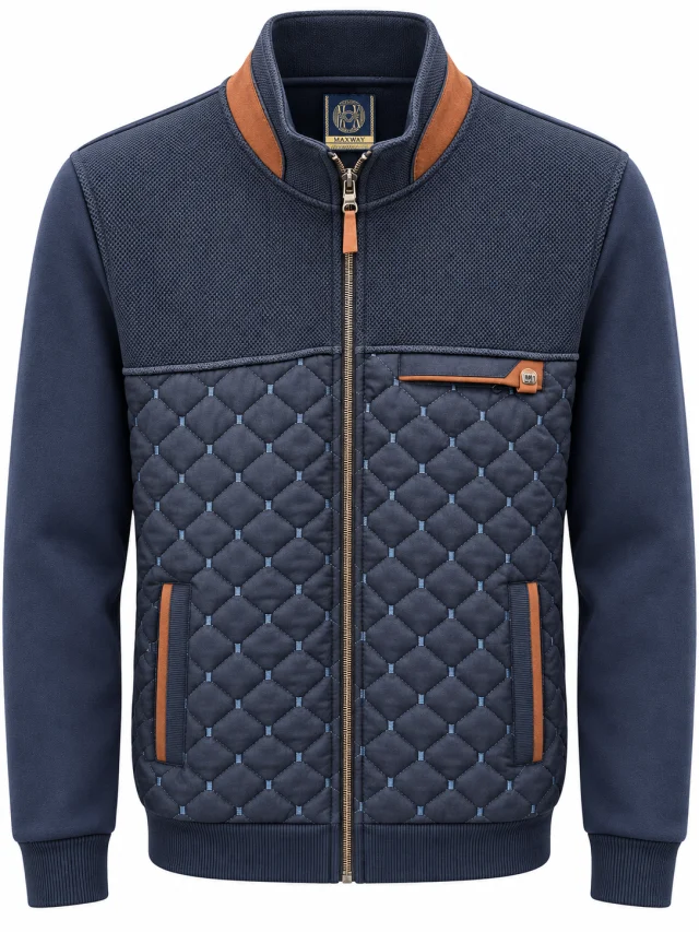 Veste zippée bi-matière matelassée