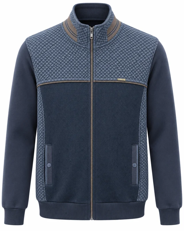 Veste bi-matière texturée marine
