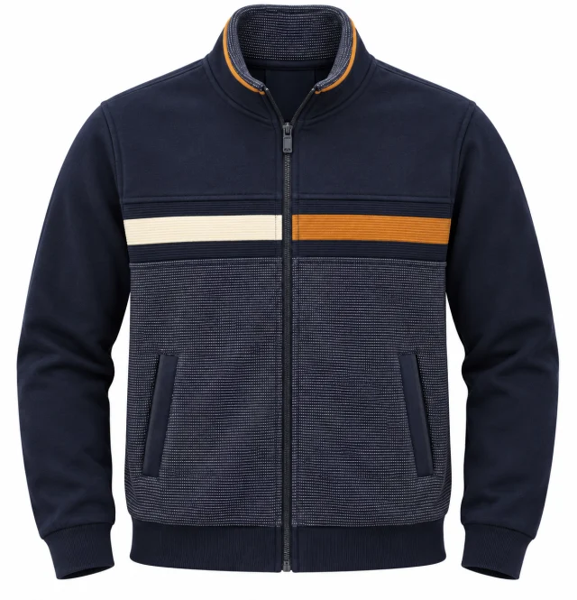 Veste zip bandes contraste camel/écru